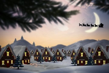 Composite image of silhouette of santa and reindeer © WavebreakmediaMicro