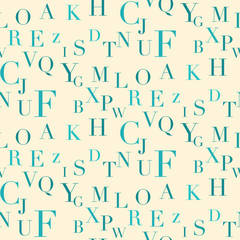 Seamless vector background of letters in a scattered position
