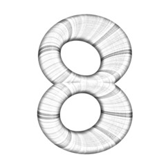 Wooden number "8"- eight on a white. Pencil drawing