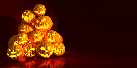 Halloween pumpkins. Holiday 3d illustration