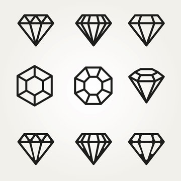 Diamond Vector Icon Symbol Set