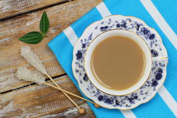 Milk tea in vintage cup