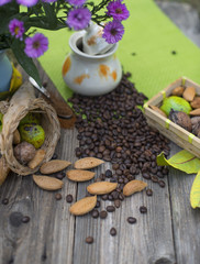 Almonds, nuts and coffee