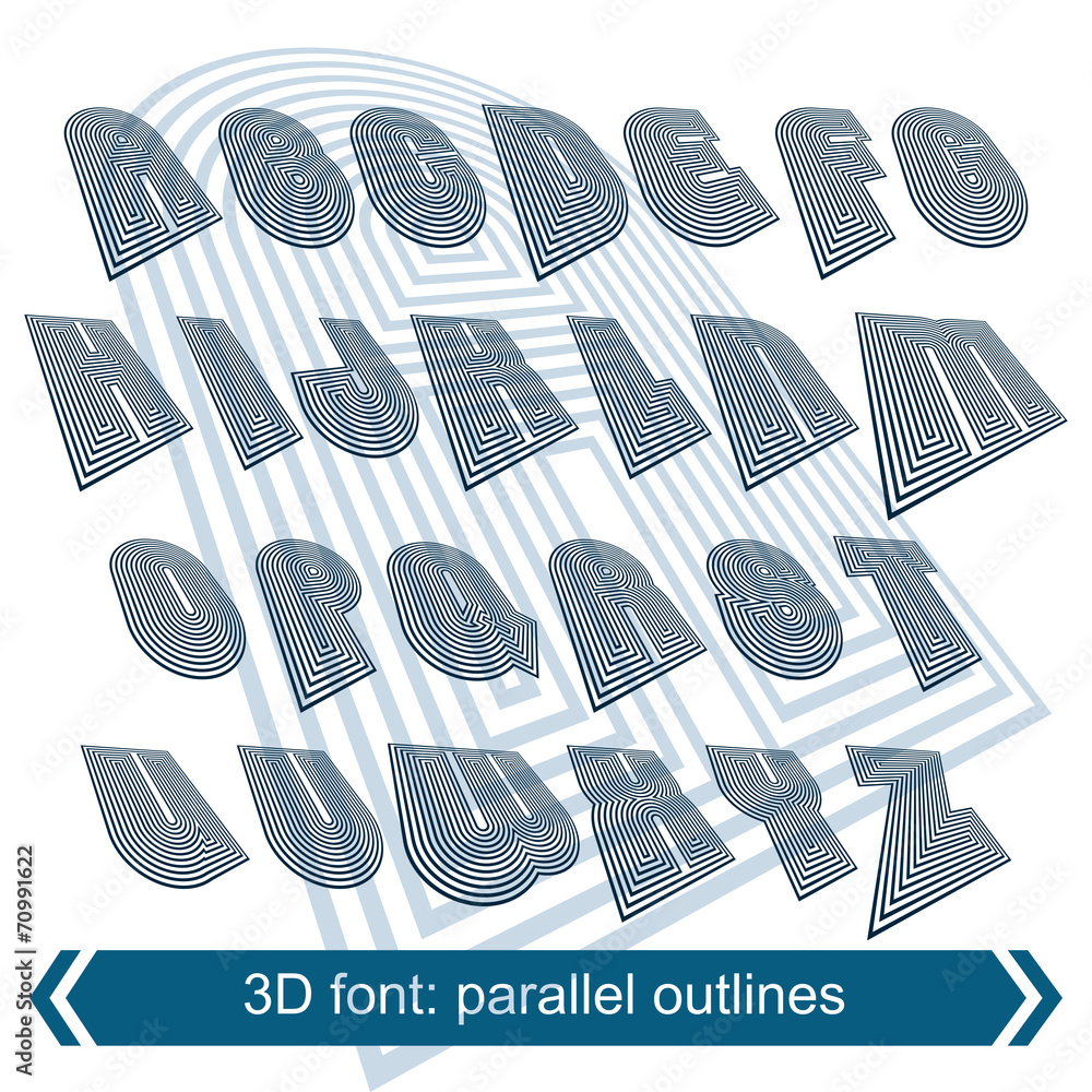 Fototapete rotated constructor dimensional script, vector geometric letters