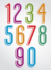 Thin elegant bright animated rounded numbers with white outline.
