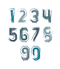 Handwritten colorful vector freak numbers, stylish digits set dr