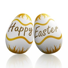 Happy Easter Written on Eggs