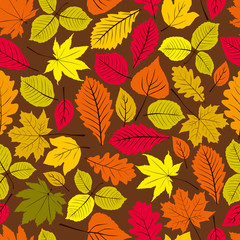 Naklejka na ściany i meble Beautiful leaves seamless pattern, vector natural endless backgr