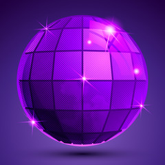 Bright textured plastic spherical object with flashes, pixilated
