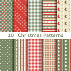 Fototapeta na wymiar Set of ten Christmas patterns