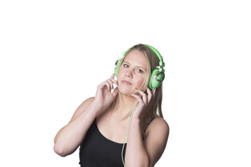 Fototapeta premium young blond girl with headphones