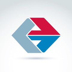 Geometric abstract symbol with arrow, vector graphic design elem