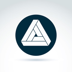 Vector abstract complex white triangle placed in a circle. Geome