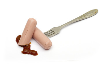 sausage on the white background