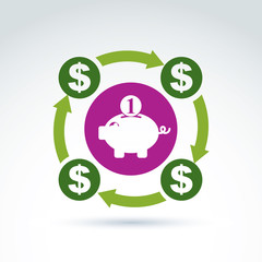 Vector banking symbol, financial system icon. Personal savings c