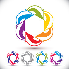 Arrows abstract conceptual symbol template, vector pictogram set