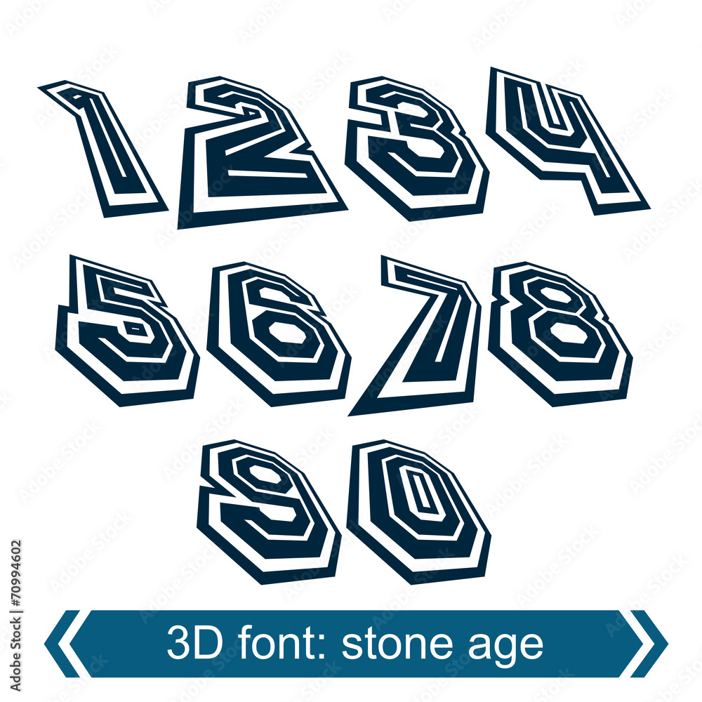 Poster dimensional move numbers, vector line retro style geometric font