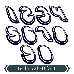 3d retro numbers in rotation, stylish vector numeration design.