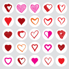 25 heart round icons.
