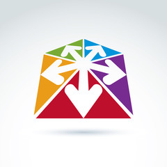 3d abstract emblem with multidirectional arrows in the shape of
