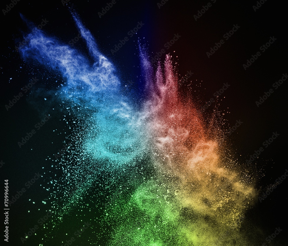 Canvas Prints colourful powder exploding isolated on black