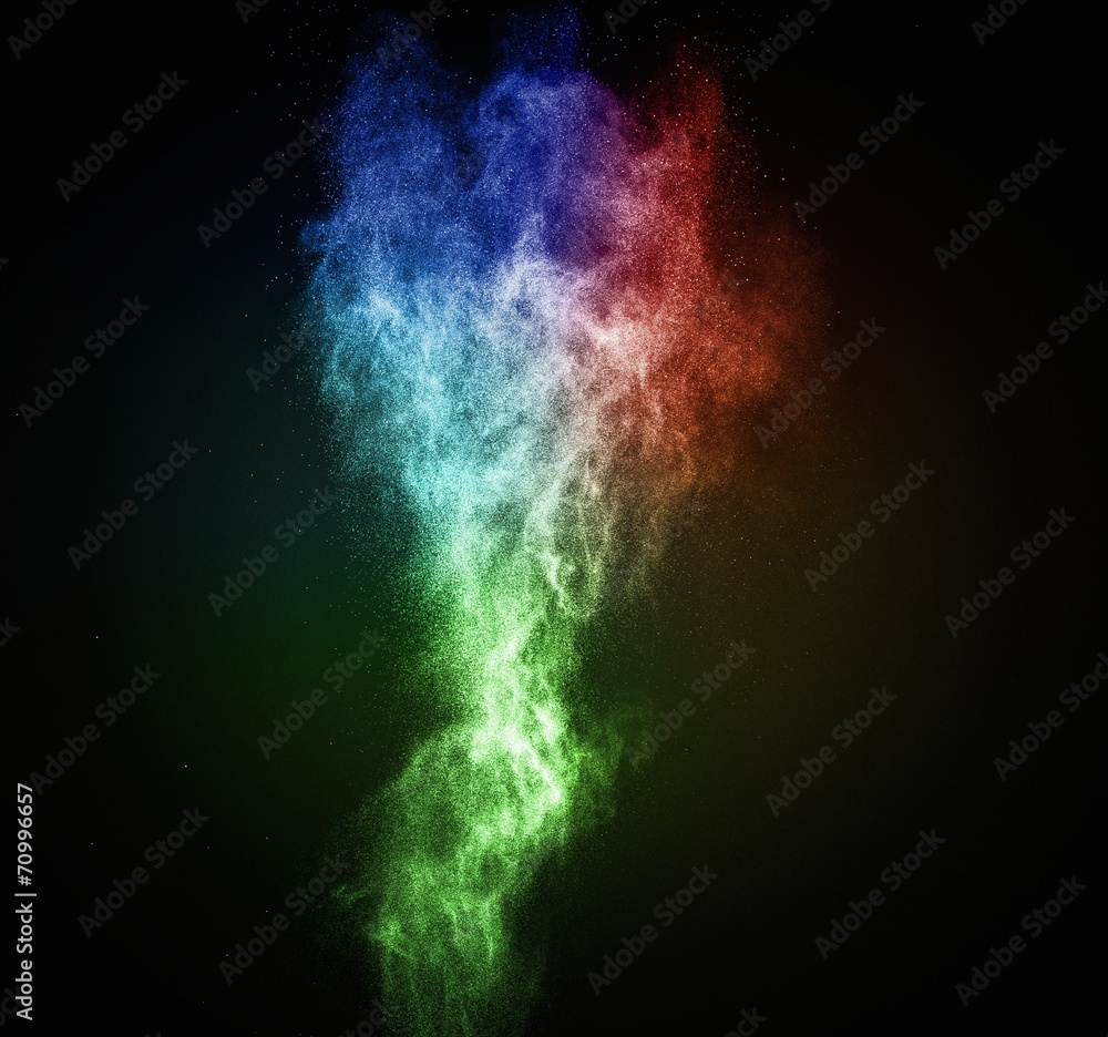 Canvas Prints colourful powder exploding isolated on black