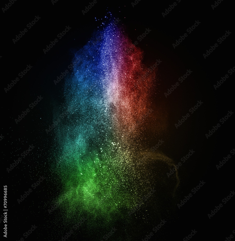 Canvas Prints colourful powder exploding isolated on black