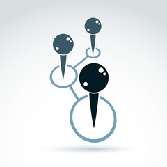 Vector map pointer, place location symbol. Abstract black pin ic