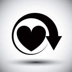 Heart conceptual vector simple single color icon.