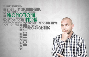 Young man wonders about promotional methods