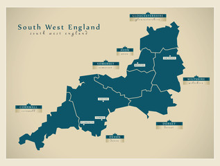 Modern Map - South West England