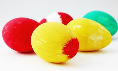 Painted Easter Eggs on White