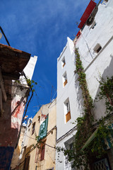 Living houses in Medina, old part of Tangier town, Morocco