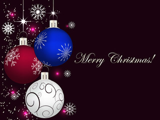 Christmas background with christmas balls and snowflakes