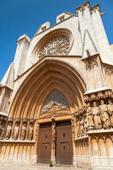 Entrance to Cathedral of Tarragona. Roman Catholic church in Cat