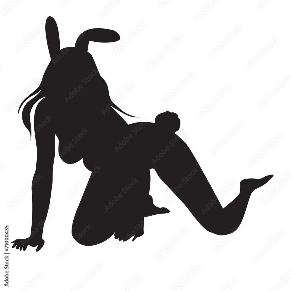 Wall mural vector of sxey bunny girl vector silhouettes