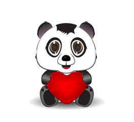cute panda holding a hearth sign