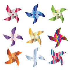 Colorful shiny pinwheels