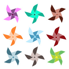 Set of 9 colorful pinwheels