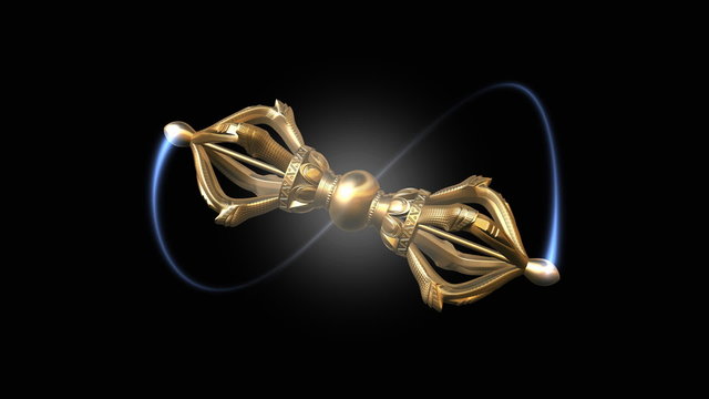 Tibetan Dorje in a ritual rotating motion