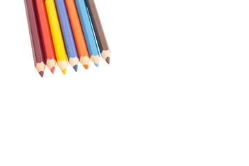 colored pencils isolated on a white background. Shallow depth of