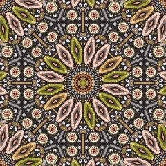 Ornamental round geometric native style pattern. Orient ornament