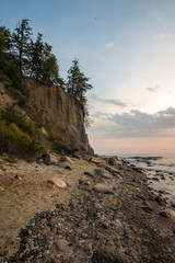 Baltic sea at beautiful sunrise in Poland beach. Orlowo Gdynia 