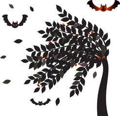 Black Leaves Halloween Tree
