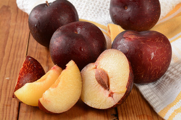 Fresh organic plums