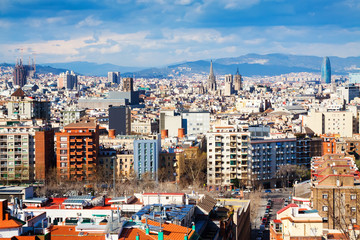 Obraz premium view of Barcelona city from Montjuic