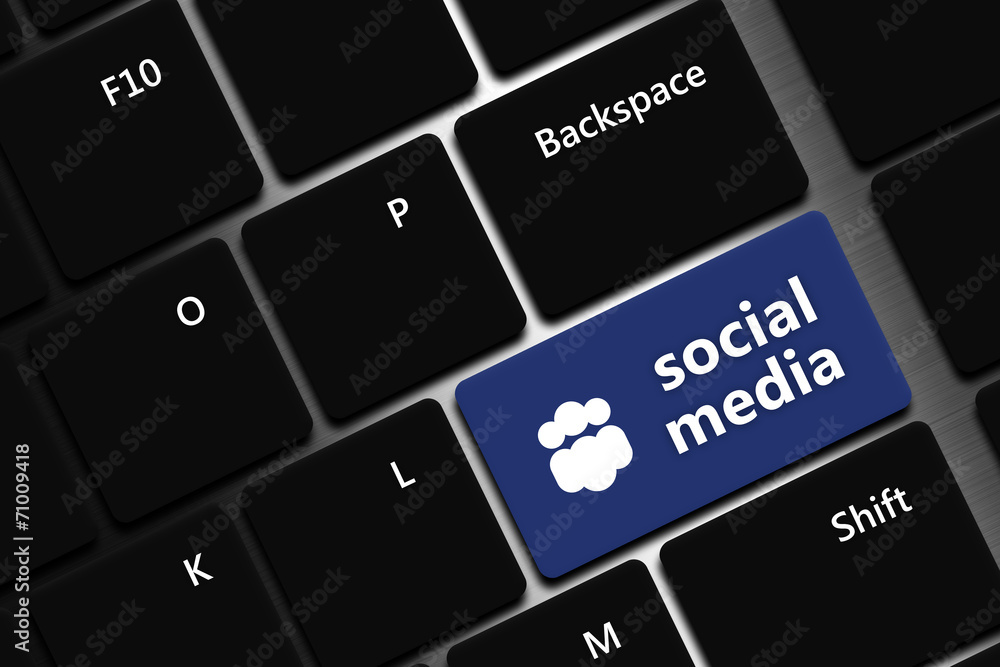 Poster computer keyboard with social media button