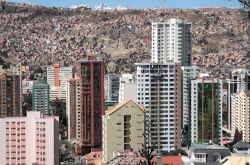 Modern buildings of La Paz in Bolivia, South America