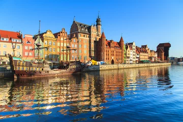Tableaux ronds sur plexiglas Ville sur leau Paysage urbain de Gdansk en Pologne