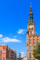 Fototapeta premium A view of Gdansk Town Hall, Poland